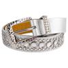 Cinturón Blanco de Piel Sintética Tachonado con Pedrería para Mujer, Decorado con Pedrería, Adecuado para Jeans, Cinturón Ancho con un Estilo Único