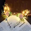 Nova Tiara de Galhos de Rena Brilhantes de Natal, Faixa de Cabelo Piscante, Adorno de Cabeça de Fada, Versátil para Festas de Natal e Mercados Noturnos