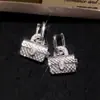 ¡Colgante con Forma de Diamante! Colgante Ovalado de Zirconia, Arete de Clip con Forma de Bolsa, Pendientes de Diseño Único, Accesorios de Oreja Sencillos y de Moda para Mujer
