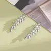 Pendientes integrados con diseño de espiga de trigo de circón de lujo, diseño único, tachuelas de hoja súper brillantes, accesorios para la oreja versátiles y elegantes