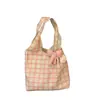 Bolsa de Lona para Mujer, Bolso de Hombro de Nylon de Gran Capacidad, Bolsa de Tela con Estampado de Cuadros Rosas, Simple y Versátil, Bolso de Moda de Nicho