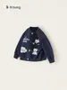 Ropa para niños Bangxuan: ropa de otoño para bebé, cárdigan azul marino con cachorros para niños, top de cuello redondo para niño pequeño, suéter suelto y suave para niñas