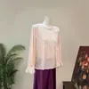 Zhi LiNovo Estilo Chinês Cor Sólida Veludo Simples Versátil Camisa Base Camiseta 2026 Outono Novo Gola Redonda Top Estilo Chinês