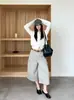 Pantalones Cropped de Trabajo Desestructurados Sueltos Estilo Old Money para Mujer T-PLATFORM Otoño 2026 Casual de Longitud Media 26007