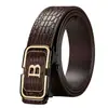 Produto Popular de Venda Quente Novo de Paul Letra B Padrão Crocodilo Cinto Masculino de Couro com Fivela Automática, Cinto Durável para Uso Interno para Homens