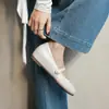 Zapatos Mary Jane Redondos Lindos y Juveniles con Aumento Oculto de Altura, Nuevos Zapatos Planos de Cuero Versátiles y Poco Profundos para Todas las Estaciones