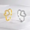 Anillo Abierto Popular de Acero Inoxidable en Forma de Corazón de Amazon para Mujer, Estilo de Lujo de Moda, Sensación de Alta Gama, Joyería de Acero de Titanio Dongguan