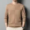 Explosiones con suéter de lana para hombre cuello redondo de mediana edad primavera y otoño suéter fino camiseta de manga larga para hombre con seda de morera