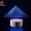 Série de iluminação para fornecimento transfronteiriço Pirâmide 3D luz noturna colorida controle remoto plug-in LED toque luminária de mesa luminária de presente
