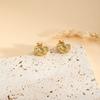 Pendientes geométricos ovalados de acero y titanio de moda transfronteriza europea y americana para mujer, con nicho circular de pigmento dorado, elegantes pendientes franceses de alta gama.