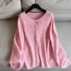 2026 Verano Nuevo Suéter de Punto Cepillado Mezcla de Lana Manga Larga para Mujer Camisa Base Cárdigan Venta al por Mayor H21IS926151