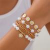 Estilo Férias de Verão Transfronteiriço Corrente de Margaridas Pulseira Conjunto Nicho Alto Padrão Pulseira de Pérolas com Contas para Mulheres