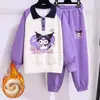 Conjunto de Lã para Meninas Outono e Inverno Novo Estilo Moda Casual Infantil Blusão e Calça de Moletom Conjunto de Duas Peças Roupas Quentes de Inverno