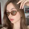 Gafas de Sol Redondas con Marco de Lazo Marco Pequeño para Mujer Estilo Retro Ins Calle Decoración de Rombos Clavos de Arroz Gafas de Sol de Moda Tendencia