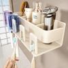 Portavasos para cepillos de dientes de baño Estante de almacenamiento sin perforaciones Soporte para vaso para enjuague bucal montado en la pared para lavabo de baño doméstico