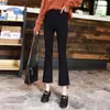Jeans acampanados negros para mujer, corte holgado, cintura alta, colección primavera/verano 2026, talla petite 150 cm, largo cropped, tela fina