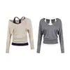 Camisa de Lyocell UNBDNS de Corte Relajado con Cuello en V y Mangas Murciélago, Camisola Suelta de Hombros Caídos Multiusos, Ropa de Abrigo de Manga Larga para Mujer de Otoño