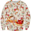 Moletom masculino europeu e americano 3D digital natal papai noel estampado solto casal vestido gola redonda moletom