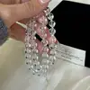 Collar de Plata de Ley S925 con Cristal Blanco de Vidrio Diseño de Nicho Ins Simple de Gama Alta Lujo Ligero Versátil Moda