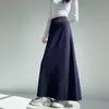 Saia feminina de outono nova, cintura alta, corte A, saia esportiva, saia casual e solta de comprimento médio
