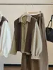 Xale de tricô estilo coreano com gola polo, camisa xadrez para mulheres, novo modelo outono 2026, top solto casual elegante para o trabalho