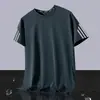 Verano Lujo Ligero Casual Cuello Redondo Holgada Malla de Seda de Hielo Manga Corta Secado Rápido Transpirable Deportiva para Hombre Fresca Camiseta Versátil
