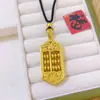 Tienda de Oro Mismo Estilo Colgante de Oro Arena Dorada Vietnamita Antiguo con Ábaco Giratorio de Carácter de la Fortuna, Nueva Cadena de Cuentas Estilo Chino, Collar de Cadena Chopard