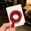 Teléfono Popular de Color para Línea Telefónica Anillo para el Cabello Cuerda para el Cabello de Mujer Cuerda de Goma Flexible Esmerilada Estilo Simple Cuerda para el Cabello Roja de Internet Estilo Básico