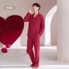 Pijama de algodón puro para hombre, de manga larga, rojo, para primavera y otoño, de boda y para recién casados, 100% algodón, talla grande, ropa de casa, traje del año zodiacal para hombre