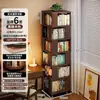 Estantería Giratoria de Madera Maciza Librería de 360 Grados Estante de Almacenamiento de Pie Integrado Montado en la Pared Móvil Esquina Estrecho para Niños Gabinete
