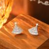 Pendientes de Zirconio con Microincrustaciones de Nuevo Estilo en Forma de Abanico para Mujer, Moda de Alta Gama, Estilo de Lujo Ligero, Pendientes Versátiles, Joyería de Oreja Simple y Exquisita