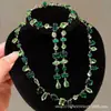 ¡Precioso y deslumbrante! Collar con colgante de flor de circón y gota de agua, cadena para la clavícula estilo corte vintage, joyería de lujo ligero y sensación de alta gama