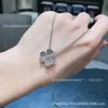 Fanjia Versión Alta Chapado en Oro Color 18K, Pétalos de Trébol de la Suerte Llenos de Diamantes, Cadena para Clavícula de Trébol, Anillo de Flor Única