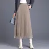 Falda de Malla Patchwork Plisada de Color Sólido Elegante Versátil Reversible para Mujer Otoño e Invierno 2024 Nueva Falda de Cintura Alta Adelgazante