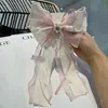 Novo Grampo de Cabelo Estilo Chinês com Pérolas e Strass, Flor de Cabelo da Moda com Laço, Presilha de Mola com Franja Longa para Acessórios de Cabelo Femininos