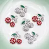 Nuevo Colgante Sencillo Dibujo Animado Tridimensional Cereza Gota de Aceite Incrustado con Diamante Aleación Colgante Collar Joyería Estilo Coreano Accesorios DIY