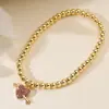 Pulseira com Pingente de Coração em Zircônia Banhada a Ouro 18K de Cobre Aogu Melhor Venda Transfronteiriça na Amazon Pulseira Versátil de Contas de Cobre de Nicho