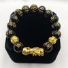 Pulsera valiente de obsidiana de imitación que conserva el color transfronteriza, pulsera valiente dorada con la verdad de los seis caracteres, suministro directo de fábrica