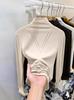 Camiseta Básica de Cuello Alto Color Café, Estilo Coreano Otoño e Invierno, Cuello Semi-Alto, Manga Larga, Corte Ajustado, Favorecedora, Ropa Interior Hot Girl, Camiseta, Cálida A7742