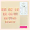 Venda Quente Transfronteiriça 24 Peças Doces e Delicadas Rosa Strass Em relevo Estilo Ins Florais Curtos Unhas Postiças de Pressionar Atacado