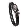 Pulsera de calaveras al por mayor de boutique, joyería de cuero, pulsera de cuero PU, joyería japonesa y coreana, pulsera de cuero tejido
