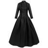 Vestido Gótico Victoriano de Halloween Transfronterizo, Vestido de Corte Vintage con Cuello Alto y Mangas Largas para Mujer, Disponible en 3 Colores