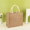 Bolsa de Linho Retrô Lisa Bolsa de Juta Lisa para Pintura Manual DIY Bolsa de Linho com Logo Imprimível