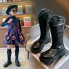 Botas de Montar Altas Marrones Retro para Niñas Otoño/Invierno 2026 Nuevas Cremallera Trasera Piel Suave Suela Gruesa Botas Largas de Piel para Niñas