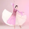 Nuevo Estilo Hanfu Ajustado Clásico Vestido Fluido de Danza para Mujer, Hanfu con Cinturilla Alta hasta el Pecho, Vestido Chino de Práctica con Largas Cintas Fluidas, Vestido de Gasa Estilo Han y Tang