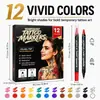 Pluma de tatuaje de doble punta más vendida transfronteriza, secado rápido, impermeable, para pintura corporal, rotulador de marcado para graffiti facial y corporal