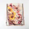 Lenço de Seda Estampado Floral Borboleta Flores Cortadas Primavera Verão Lenço Longo Grande Xale de Viagem de Luxo Proteção Solar Lenço Feminino Lenço de Cabeça