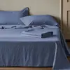 Sábana de algodón 100% algodón lavado color liso pieza individual, Funda de almohada 100% algodón, Juego de tres piezas para cama doble o individual en dormitorio estudiantil
