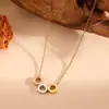Joyería de Acero Inoxidable Galvanoplastia al Vacío Anillo Hueco Versátil Engranaje Colgante en Forma de Corazón Tricolor Collar para Clavícula para Mujeres