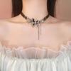 Collar de Mariposa Negra Estilo Diablo para Mujer Ins Nicho Punk Gargantilla Dulce Fresco Cadena de Cuello Picante Cadena para Clavícula para Mujer